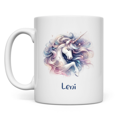 Tasse weiß Einhorn personalisiert mit Wunschname Geschenk Geburtstag