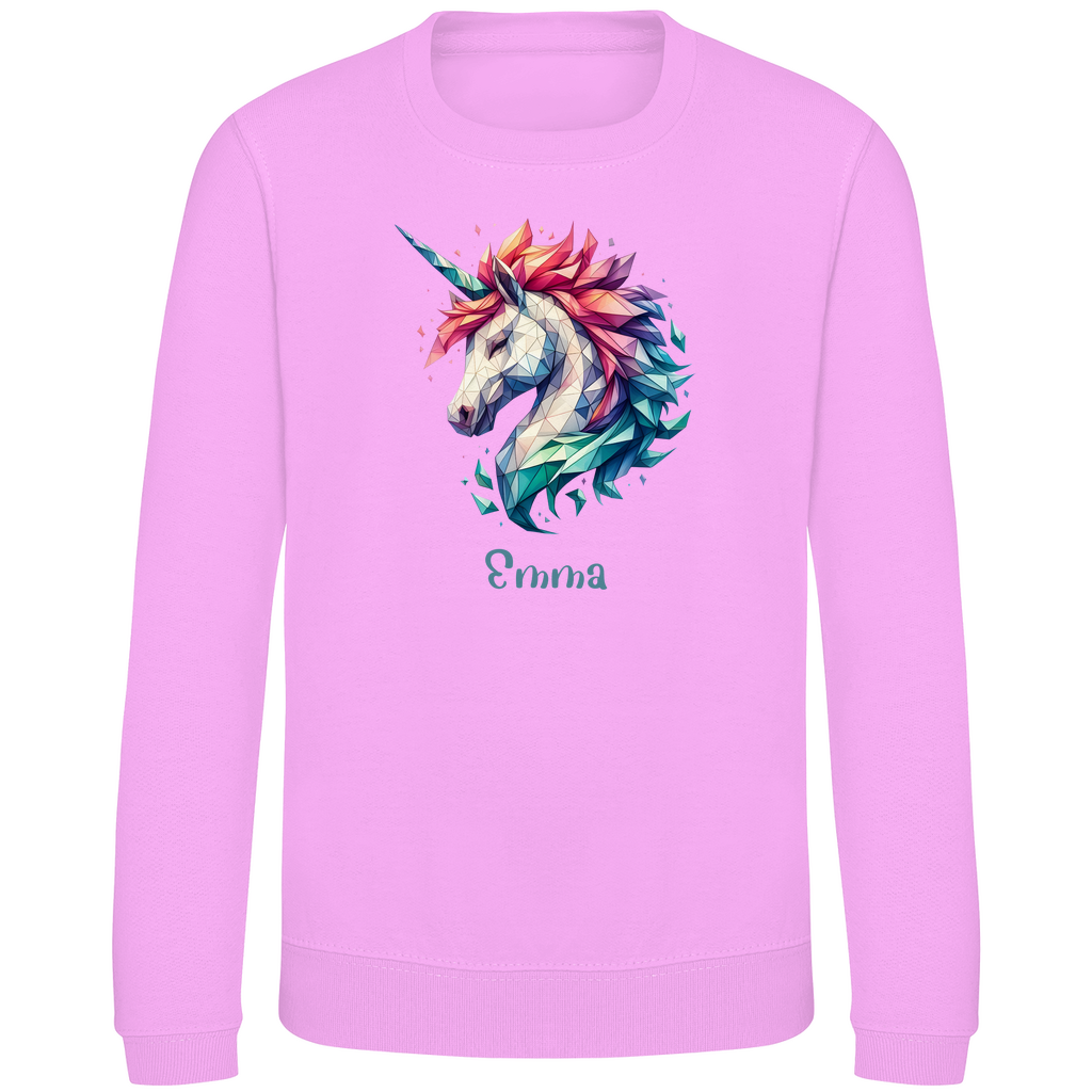 Kinder Sweatshirt Einhorn personalisiert mit Wunschname Geschenk Geburtstag