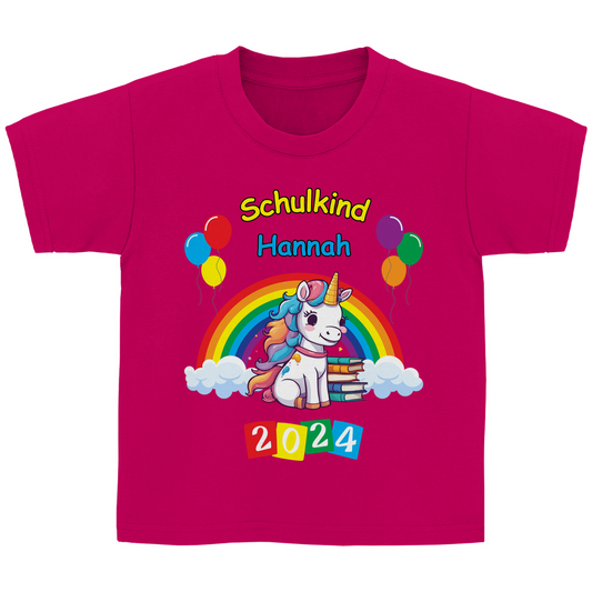 T-Shirt Schulanfang personalisiert Einhorn Mädchen Geschenk Einschulung Schultüte