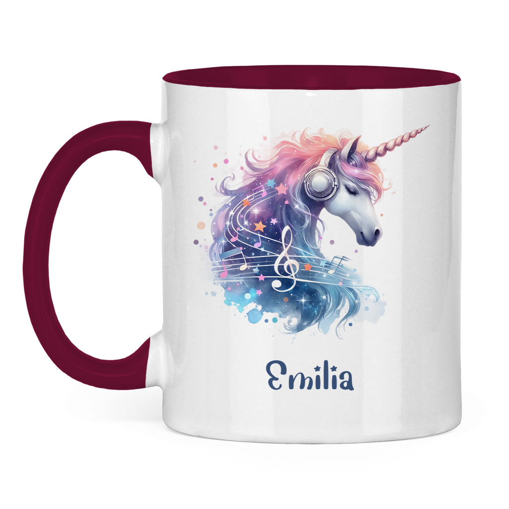 Tasse zweifarbig Einhorn personalisiert mit Wunschname Geschenk Geburtstag