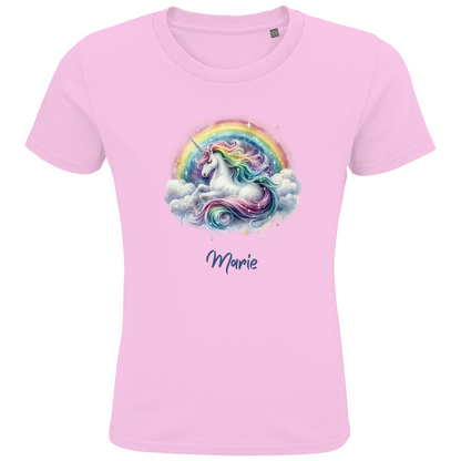 Kids Premium Bio T-Shirt Einhorn personalisiert mit Wunschname Geschenk Geburtstag