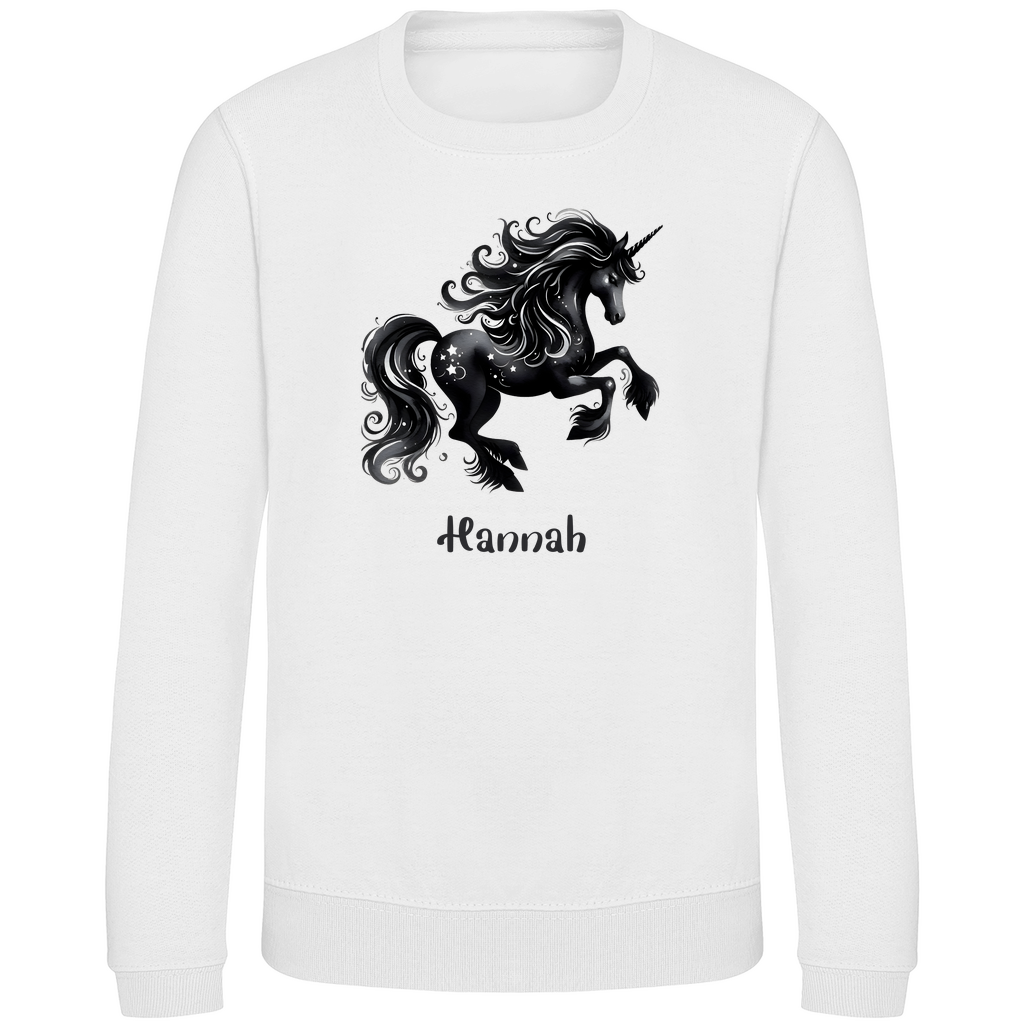 Kinder Sweatshirt Einhorn personalisiert mit Wunschname Geschenk Geburtstag