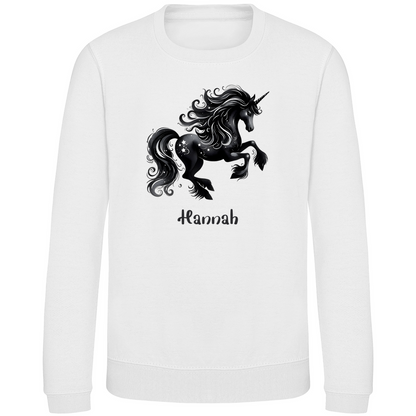 Kinder Sweatshirt Einhorn personalisiert mit Wunschname Geschenk Geburtstag