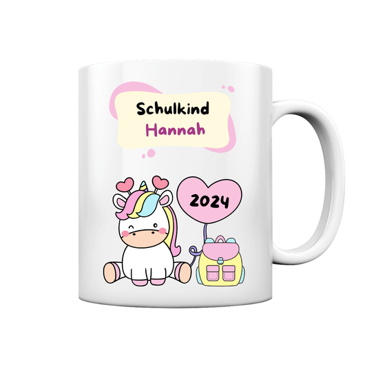 Personalisierte Tasse Schulanfang Einhorn Wunschname Einschulung Mädchen