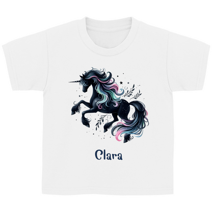 Kinder Basic T-Shirt Einhorn personalisiert mit Wunschname Geschenk Geburtstag