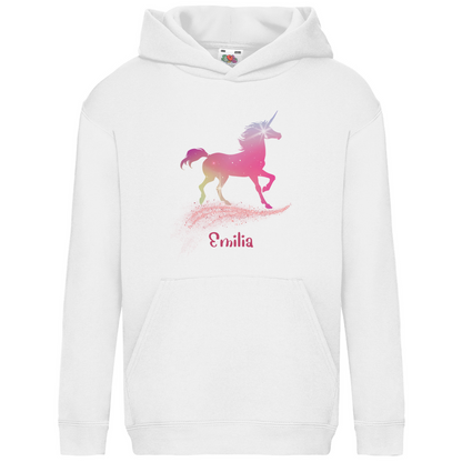 Kids Basic Bio Hoodie Einhorn personalisiert mit Wunschname Geschenk Geburtstag