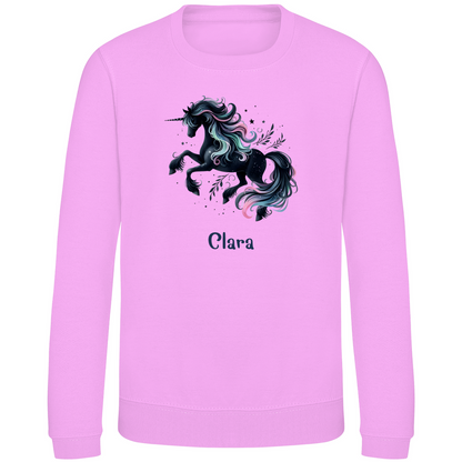 Kinder Sweatshirt Einhorn personalisiert mit Wunschname Geschenk Geburtstag