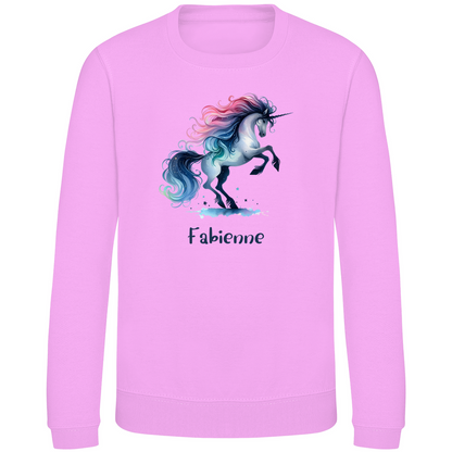 Kinder Sweatshirt Einhorn personalisiert mit Wunschname Geschenk Geburtstag