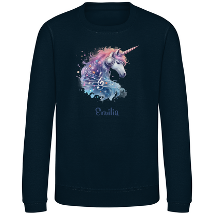 Kinder Sweatshirt Einhorn personalisiert mit Wunschname Geschenk Geburtstag