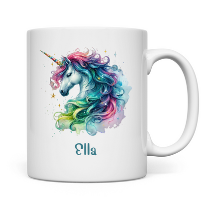 Tasse weiß Einhorn personalisiert mit Wunschname Geschenk Geburtstag