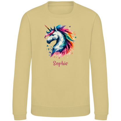 Kinder Sweatshirt Einhorn personalisiert mit Wunschname Geschenk Geburtstag