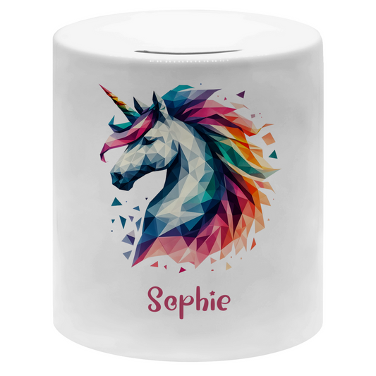 Spardose für Kinder Einhorn personalisiert mit Wunschname Geschenk Geburtstag