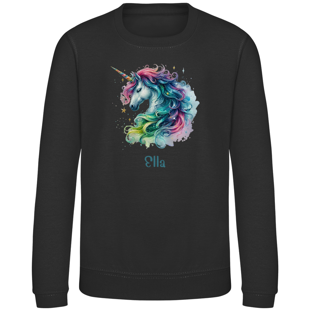 Kinder Sweatshirt Einhorn personalisiert mit Wunschname Geschenk Geburtstag