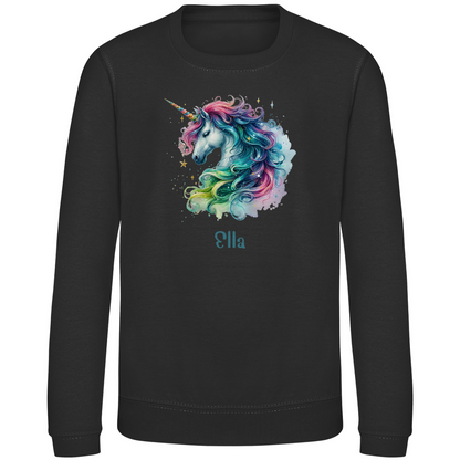 Kinder Sweatshirt Einhorn personalisiert mit Wunschname Geschenk Geburtstag