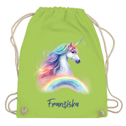 Turnbeutel Einhorn personalisiert mit Wunschname Geschenk Geburtstag