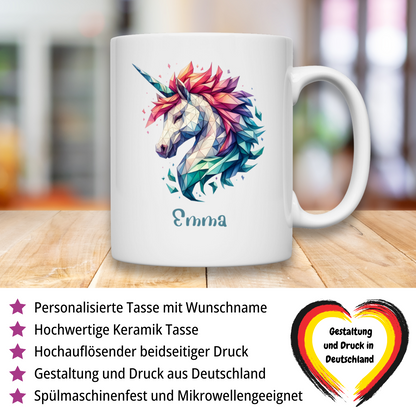 Tasse weiß Einhorn personalisiert mit Wunschname Geschenk Geburtstag
