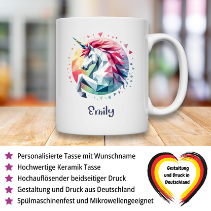 Tasse weiß Einhorn personalisiert mit Wunschname Geschenk Geburtstag