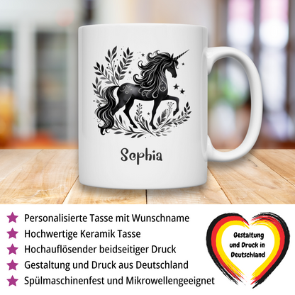 Tasse weiß Einhorn personalisiert mit Wunschname Geschenk Geburtstag