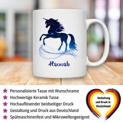 Tasse weiß Einhorn personalisiert mit Wunschname Geschenk Geburtstag