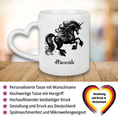 Tasse Herzgriff Einhorn personalisiert mit Wunschname Geschenk Geburtstag