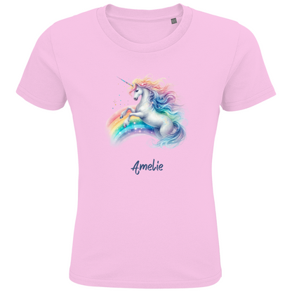 Kids Premium Bio T-Shirt Einhorn personalisiert mit Wunschname Geschenk Geburtstag