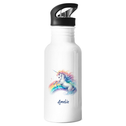 Edelstahl Trinkflasche Einhorn personalisiert mit Wunschname Geschenk Geburtstag