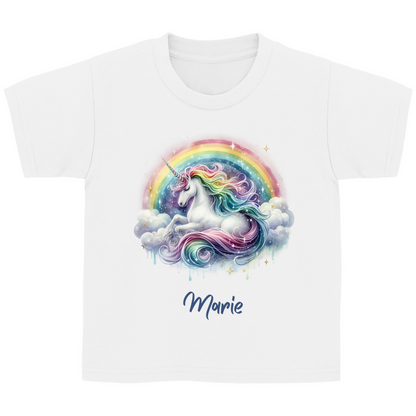 Kinder Basic T-Shirt Einhorn personalisiert mit Wunschname Geschenk Geburtstag