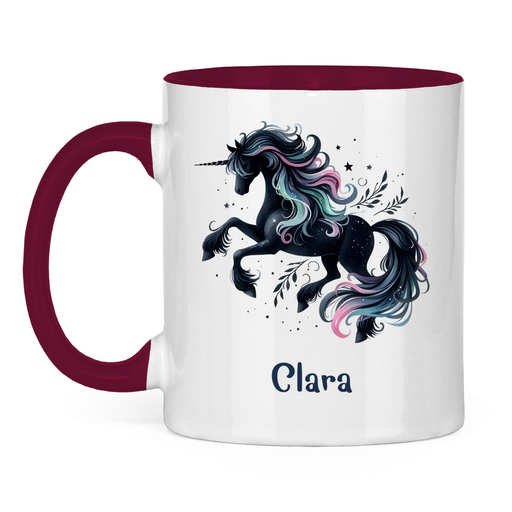 Tasse zweifarbig Einhorn personalisiert mit Wunschname Geschenk Geburtstag