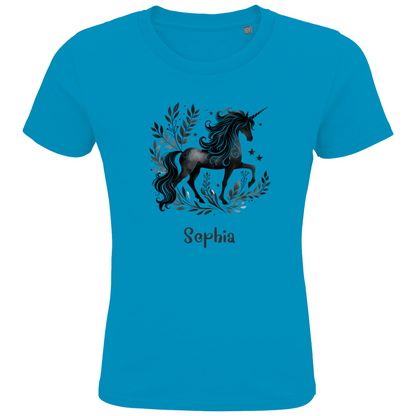 Kids Premium Bio T-Shirt Einhorn personalisiert mit Wunschname Geschenk Geburtstag