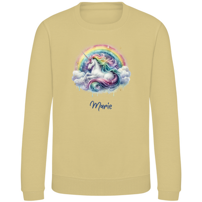 Kinder Sweatshirt Einhorn personalisiert mit Wunschname Geschenk Geburtstag