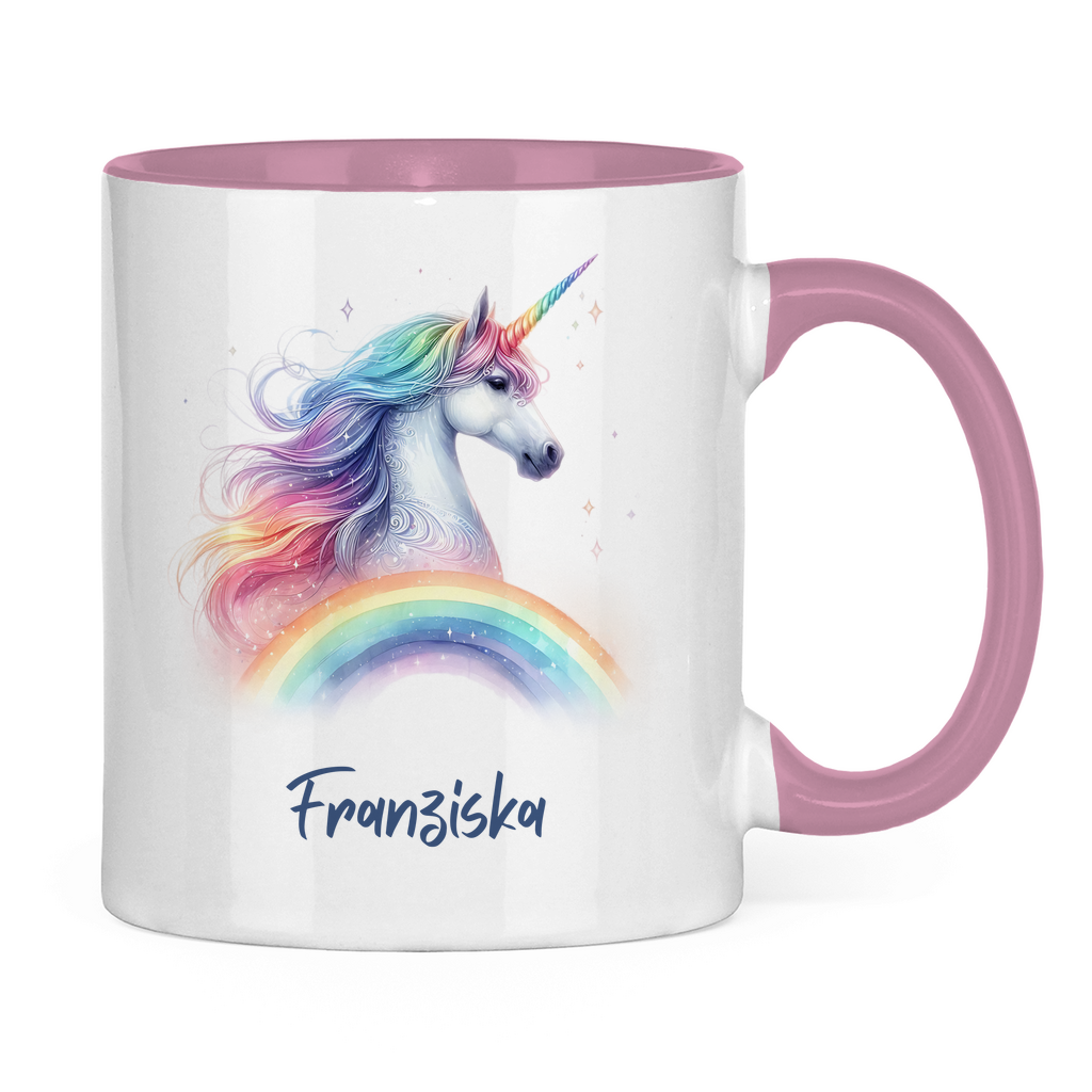 Tasse zweifarbig Einhorn personalisiert mit Wunschname Geschenk Geburtstag