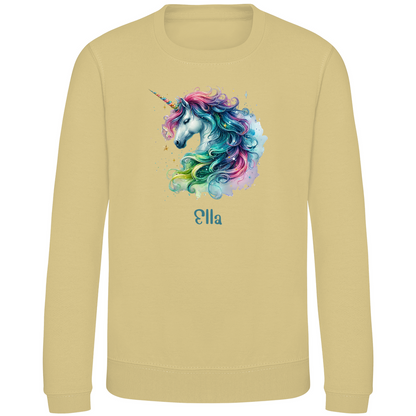 Kinder Sweatshirt Einhorn personalisiert mit Wunschname Geschenk Geburtstag