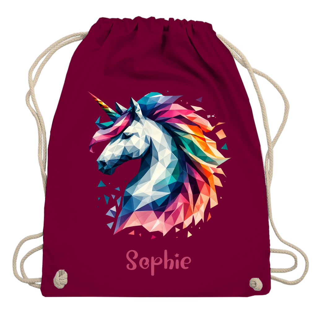 Turnbeutel Einhorn personalisiert mit Wunschname Geschenk Geburtstag