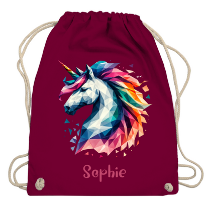 Turnbeutel Einhorn personalisiert mit Wunschname Geschenk Geburtstag