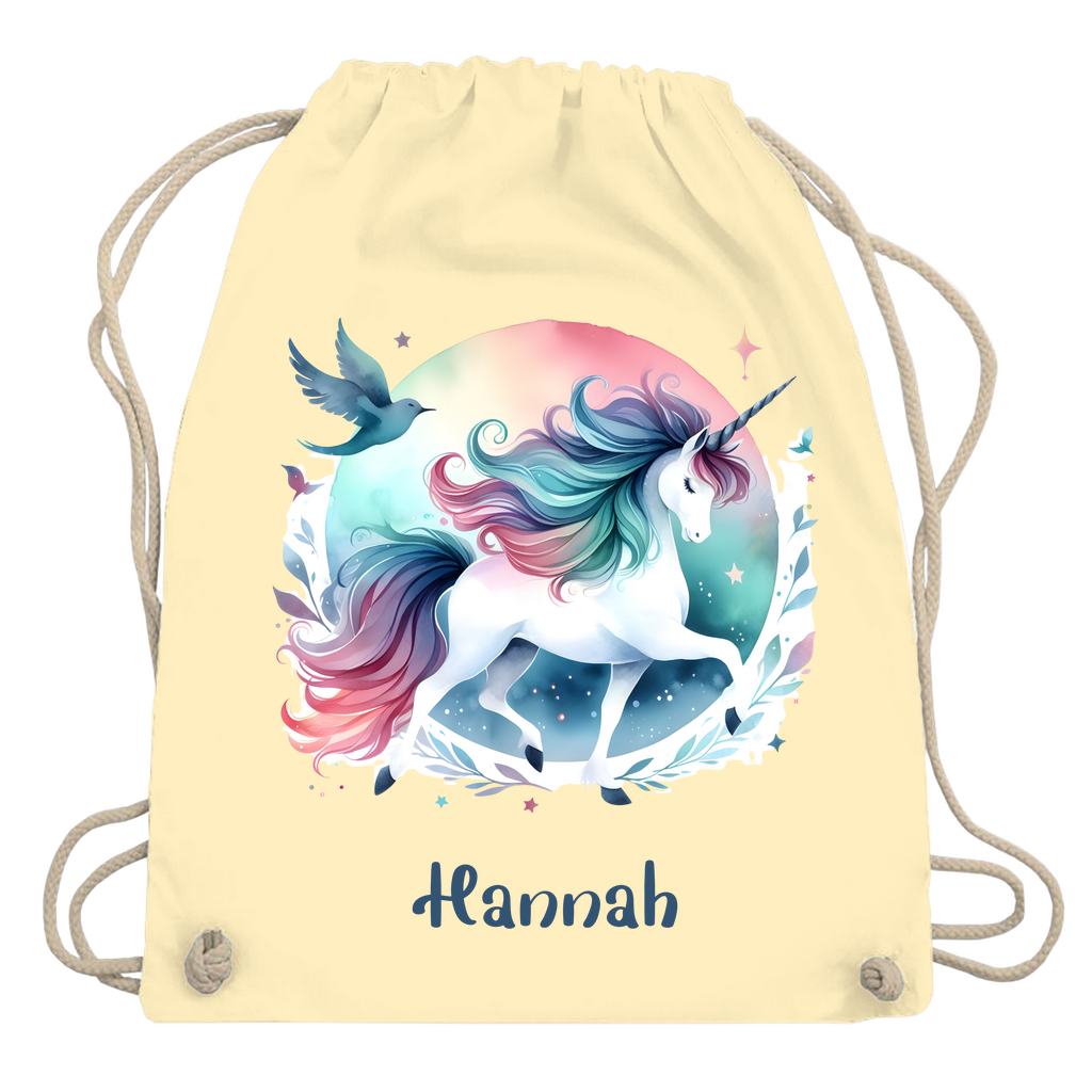 Turnbeutel Einhorn personalisiert mit Wunschname Geschenk Geburtstag