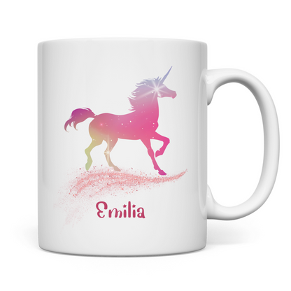 Tasse weiß Einhorn personalisiert mit Wunschname Geschenk Geburtstag