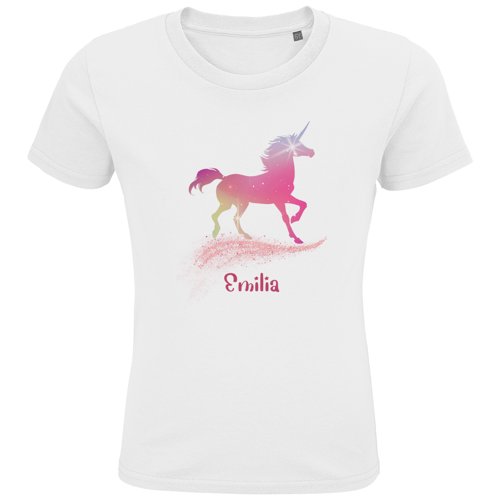 Kids Premium Bio T-Shirt Einhorn personalisiert mit Wunschname Geschenk Geburtstag