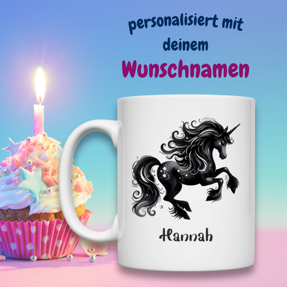 Tasse weiß Einhorn personalisiert mit Wunschname Geschenk Geburtstag