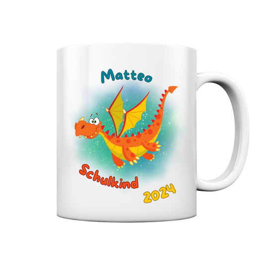 Personalisierte Tasse Schulanfang Drache Wunschname Einschulung Jungs