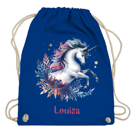 Turnbeutel Einhorn personalisiert mit Wunschname Geschenk Geburtstag