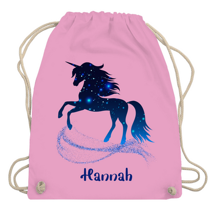 Turnbeutel Einhorn personalisiert mit Wunschname Geschenk Geburtstag