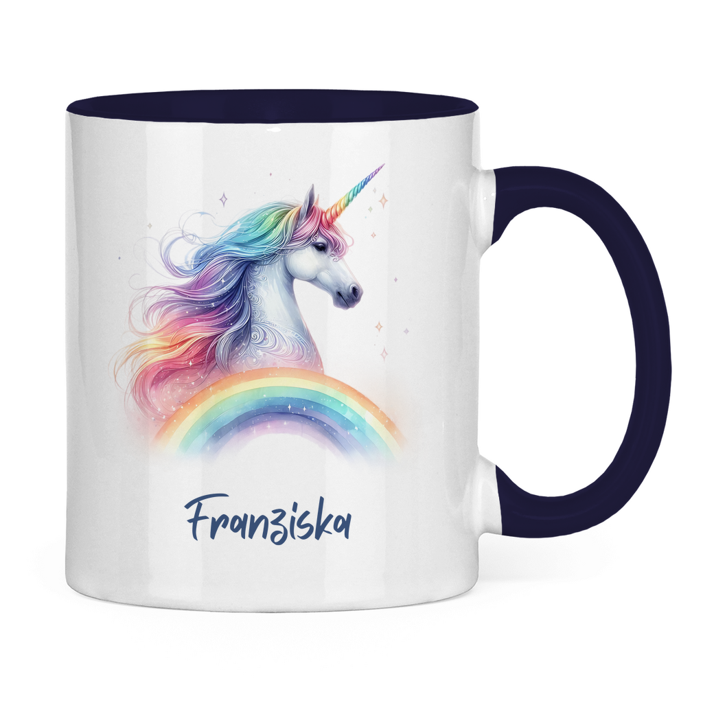 Tasse zweifarbig Einhorn personalisiert mit Wunschname Geschenk Geburtstag