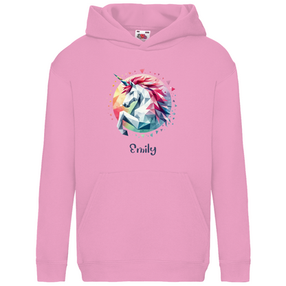 Kids Basic Bio Hoodie Einhorn personalisiert mit Wunschname Geschenk Geburtstag