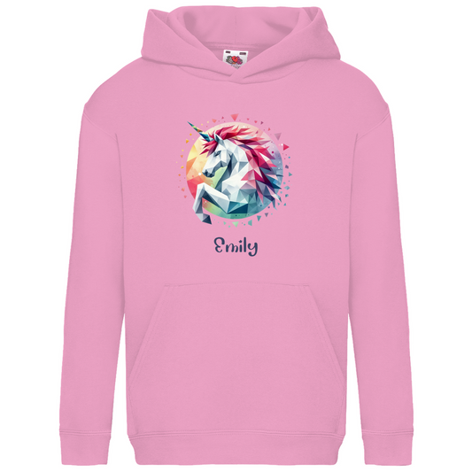 Kids Basic Bio Hoodie Einhorn personalisiert mit Wunschname Geschenk Geburtstag