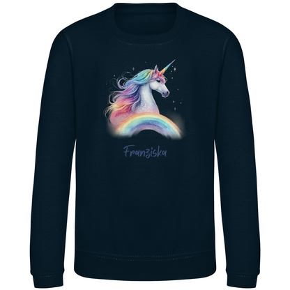 Kinder Sweatshirt Einhorn personalisiert mit Wunschname Geschenk Geburtstag