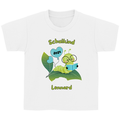 T-Shirt Schulanfang personalisiert Bücherwurm Mädchen Junge Geschenk Einschulung