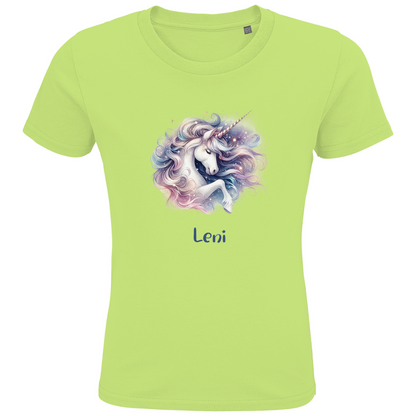 Kids Premium Bio T-Shirt Einhorn personalisiert mit Wunschname Geschenk Geburtstag