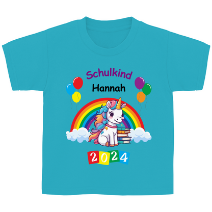 T-Shirt Schulanfang personalisiert Einhorn Mädchen Geschenk Einschulung Schultüte
