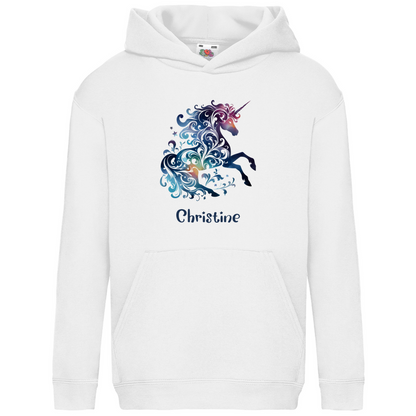 Kids Basic Bio Hoodie Einhorn personalisiert mit Wunschname Geschenk Geburtstag