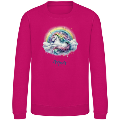 Kinder Sweatshirt Einhorn personalisiert mit Wunschname Geschenk Geburtstag